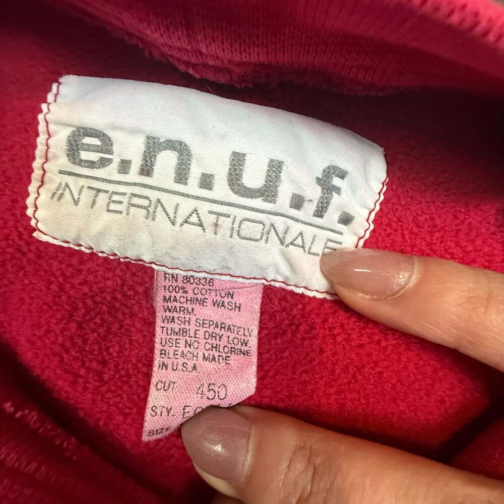 Vintage E.N.U.F. Internationale Graphic Sweatshirt Red - Picture 2 of 8